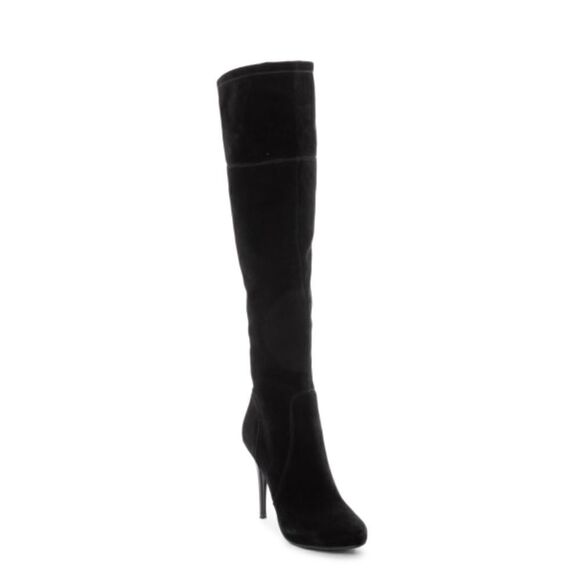 POPUSHIER
Black Suede Knee High Heel Boots - Picture 2 of 15